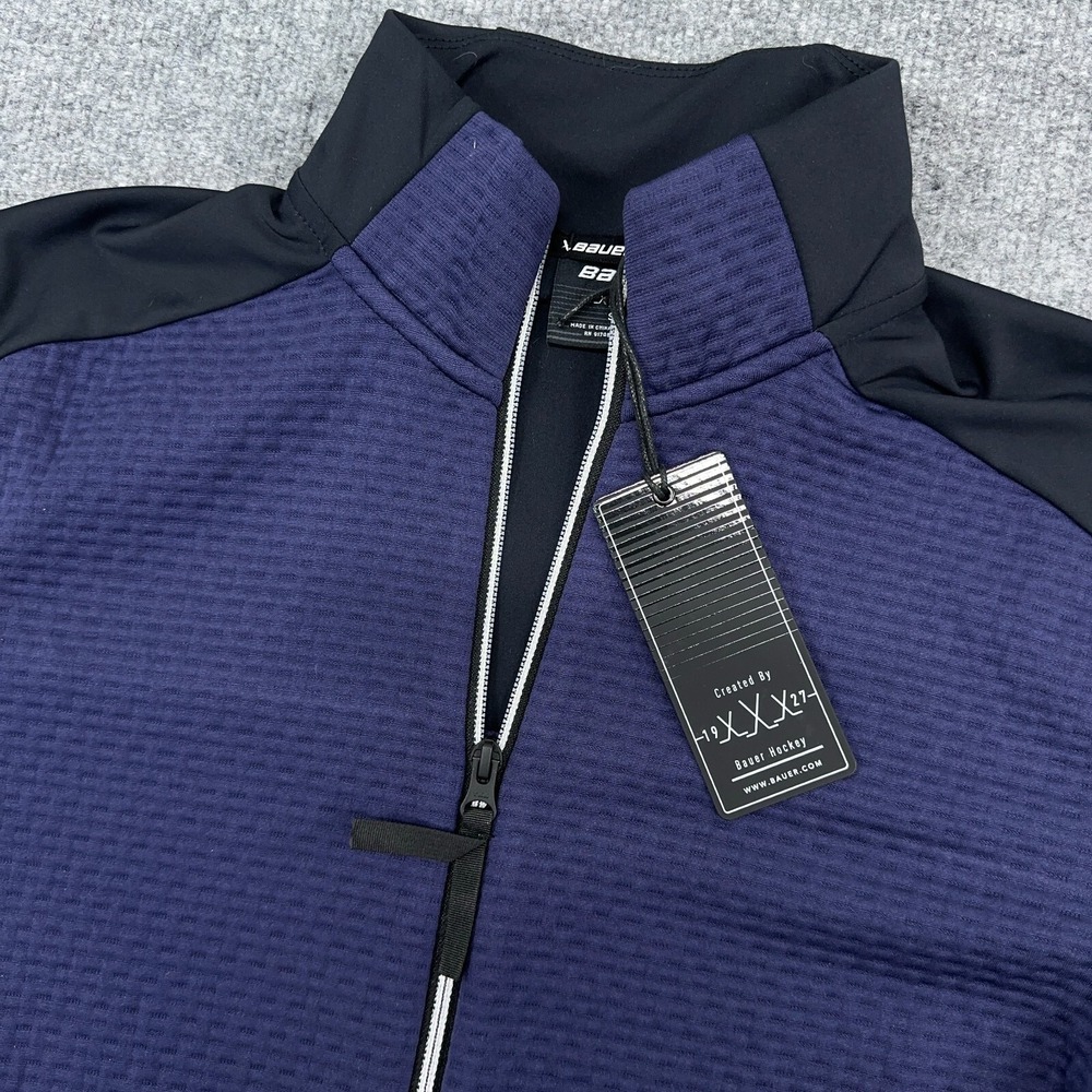 Bauer Hockey Jacket Mens S Navy Blue Textured Full Zip Performance NEW - Picture 3 of 11